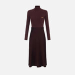Abito in maglia a costine e raso con taschino AM06B56E2 EA4 ELISABETTA FRANCHI Merlot 
