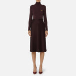 Abito in maglia a costine e raso con taschino AM06B56E2 EA4 ELISABETTA FRANCHI Merlot 