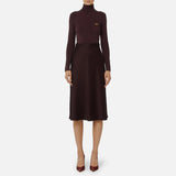 Abito in maglia a costine e raso con taschino AM06B56E2 EA4 ELISABETTA FRANCHI Merlot 