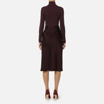 Abito in maglia a costine e raso con taschino AM06B56E2 EA4 ELISABETTA FRANCHI Merlot 