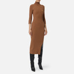 Abito in maglia a costine con taschino AM23B56E2 EC1 ELISABETTA FRANCHI Brown sugar 