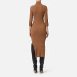 Abito in maglia a costine con taschino AM23B56E2 EC1 ELISABETTA FRANCHI Brown sugar 