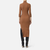 Abito in maglia a costine con taschino AM23B56E2 EC1 ELISABETTA FRANCHI Brown sugar 