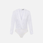 Body in popeline di cotone con dettagli smoking CB00256E2 100 ELISABETTA FRANCHI Bianco 