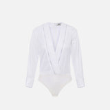 Body in popeline di cotone con dettagli smoking CB00256E2 100 ELISABETTA FRANCHI Bianco 