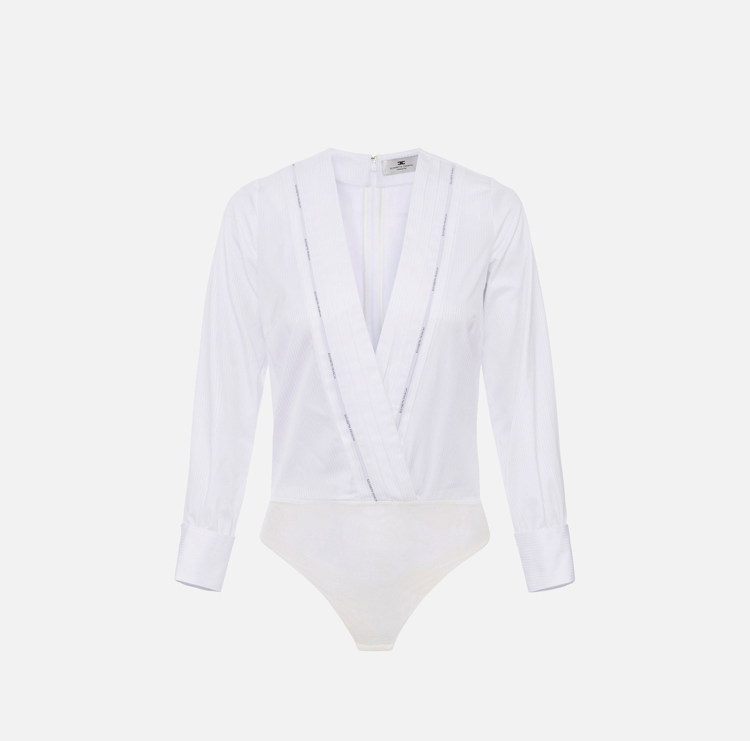 Body in popeline di cotone con dettagli smoking CB00256E2 100 ELISABETTA FRANCHI Bianco 