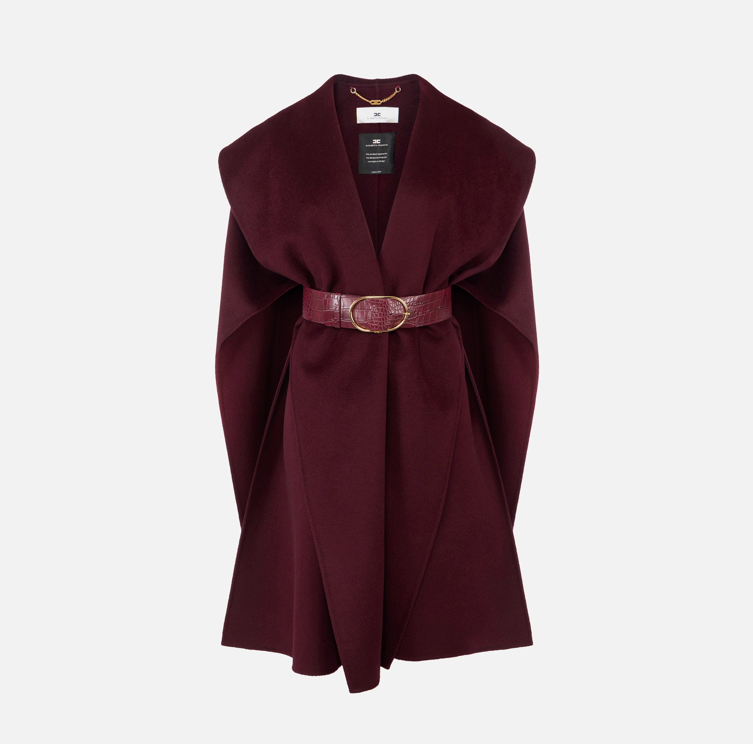 Mantella in panno di lana double CP67D56E2 EA4 ELISABETTA FRANCHI Merlot 