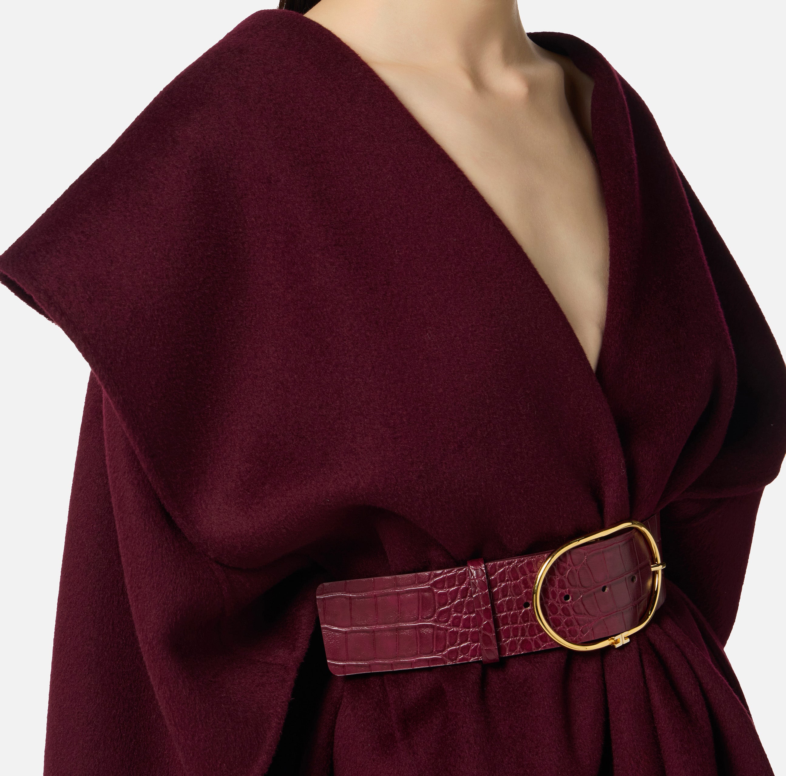 Mantella in panno di lana double CP67D56E2 EA4 ELISABETTA FRANCHI Merlot 