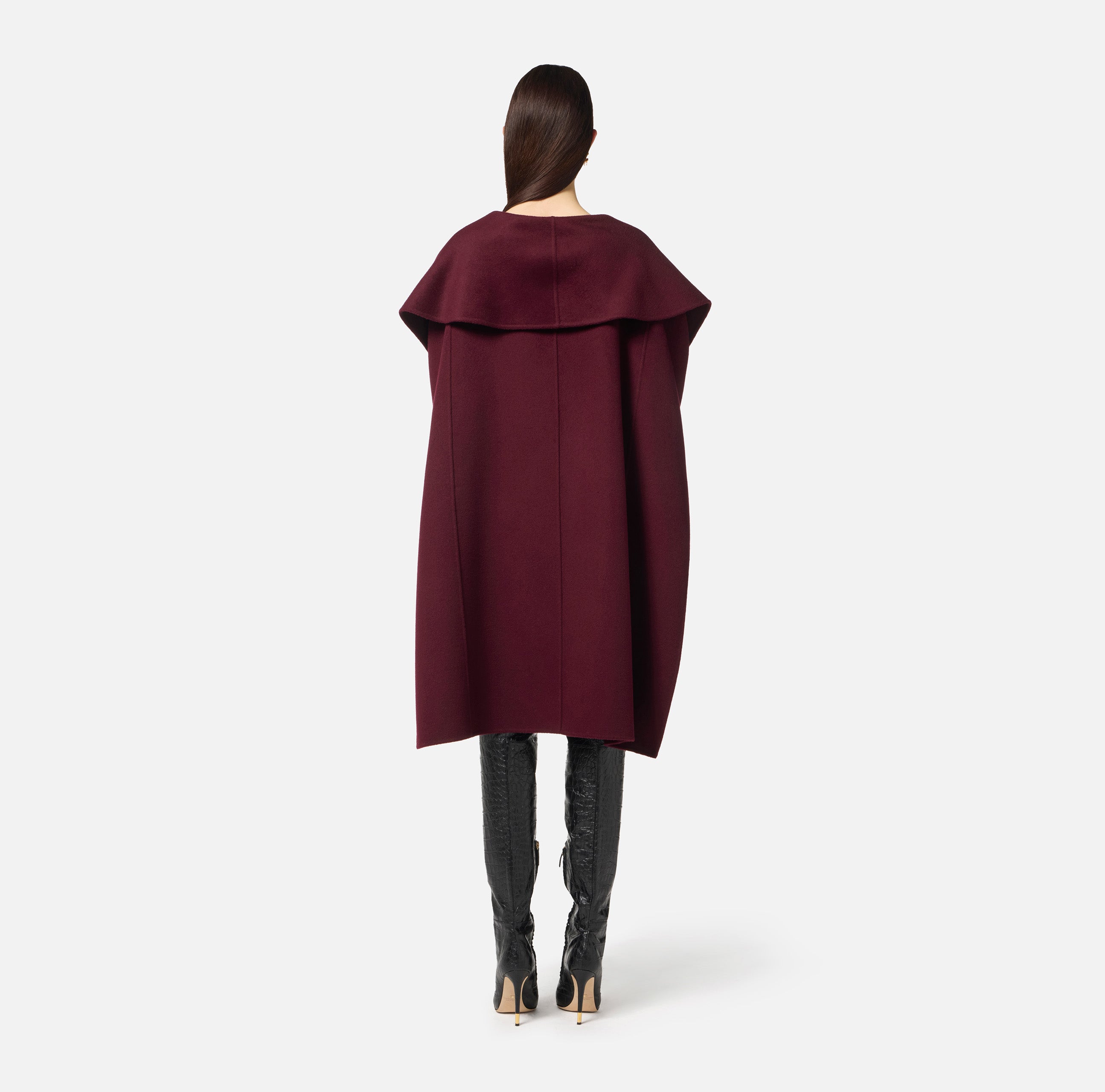 Mantella in panno di lana double CP67D56E2 EA4 ELISABETTA FRANCHI Merlot 