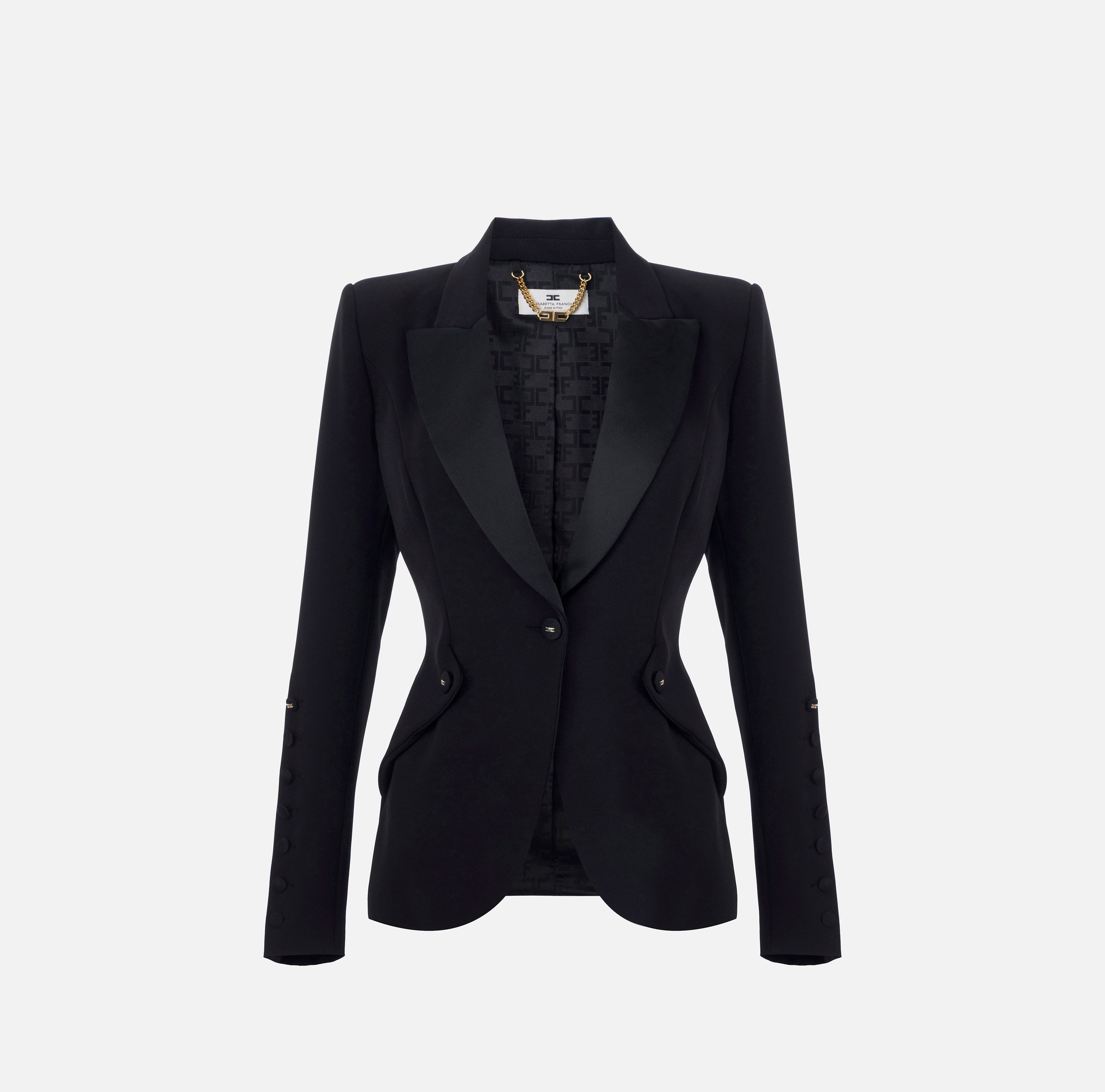 Giacca in crêpe leggero GI15456E2 110 ELISABETTA FRANCHI Nero 