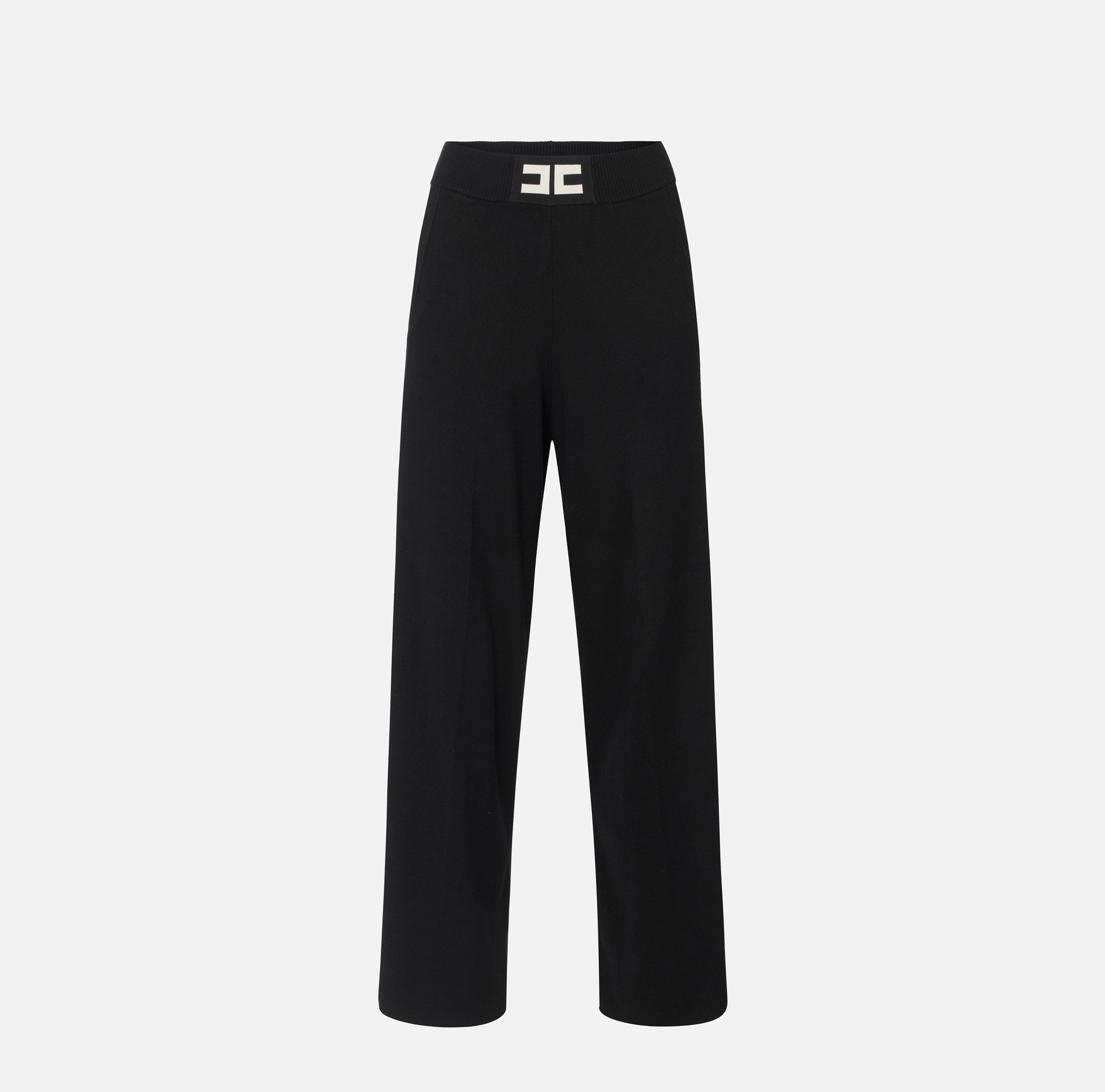 Pantaloni in viscosa con bande lucide KP69S56E2 EF3 ELISABETTA FRANCHI Nero/milk 