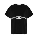T-shirt in jersey di cotone pesante con logo MA02256E2 110 ELISABETTA FRANCHI Nero 