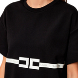 T-shirt in jersey di cotone pesante con logo MA02256E2 110 ELISABETTA FRANCHI Nero 