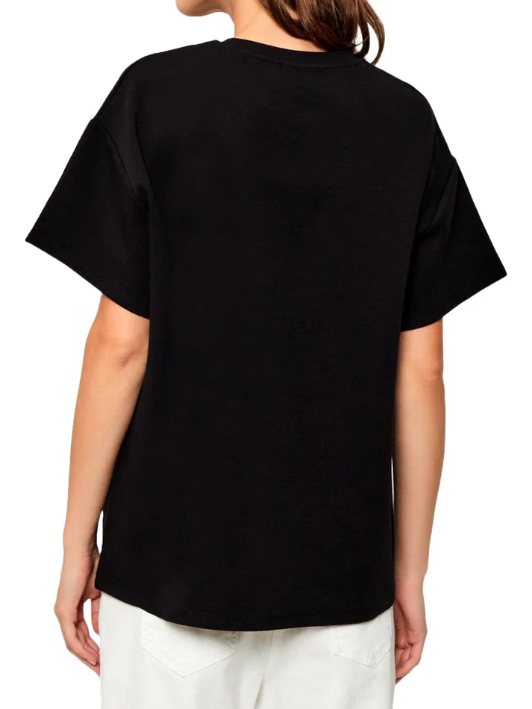 T-shirt in jersey di cotone pesante con logo MA02256E2 110 ELISABETTA FRANCHI Nero 
