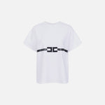 T-shirt in jersey di cotone pesante con logo MA02256E2 270 ELISABETTA FRANCHI Gesso 