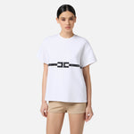 T-shirt in jersey di cotone pesante con logo MA02256E2 270 ELISABETTA FRANCHI Gesso 