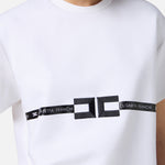 T-shirt in jersey di cotone pesante con logo MA02256E2 270 ELISABETTA FRANCHI Gesso 