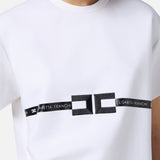 T-shirt in jersey di cotone pesante con logo MA02256E2 270 ELISABETTA FRANCHI Gesso 