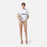T-shirt in jersey di cotone pesante con logo MA02256E2 270 ELISABETTA FRANCHI Gesso 