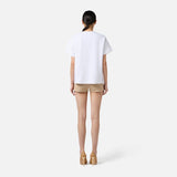 T-shirt in jersey di cotone pesante con logo MA02256E2 270 ELISABETTA FRANCHI Gesso 