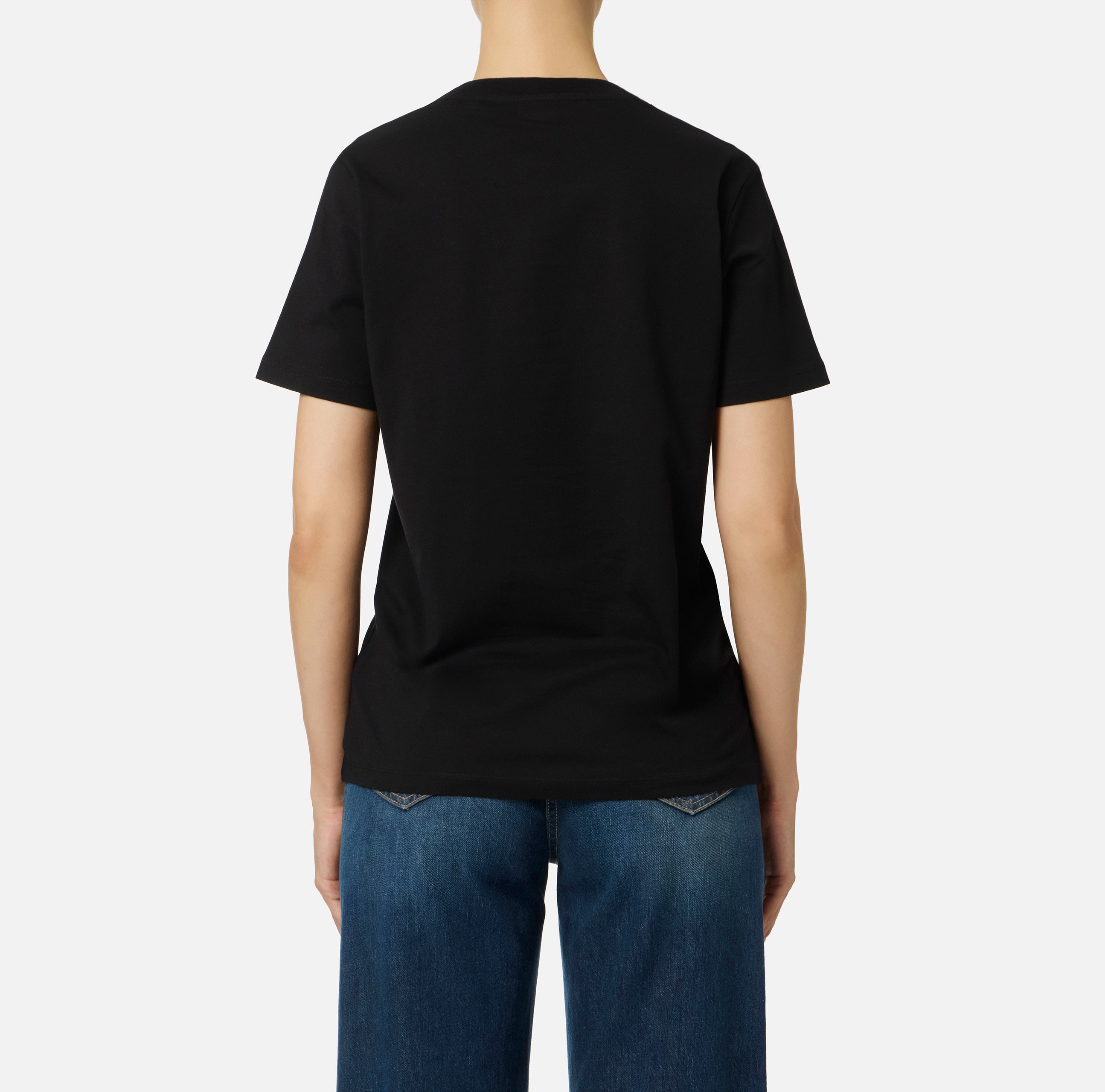 T-shirt in jersey di cotone con stampa MA63D56E2 110 ELISABETTA FRANCHI Nero 