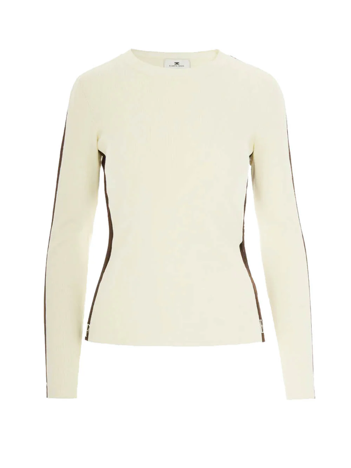 Maglia in viscosa con bande lucide MK03S56E2 EG2 ELISABETTA FRANCHI Milk/coffee 