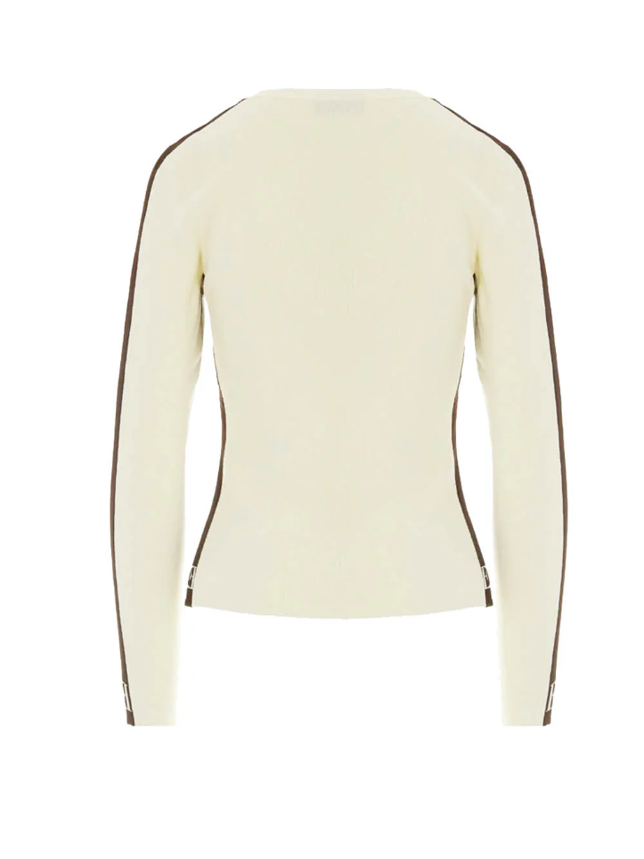 Maglia in viscosa con bande lucide MK03S56E2 EG2 ELISABETTA FRANCHI Milk/coffee 