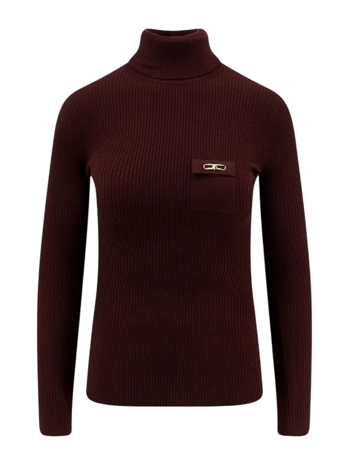 Maglia collo alto in lana MK11B56E2 EA4 ELISABETTA FRANCHI Merlot 