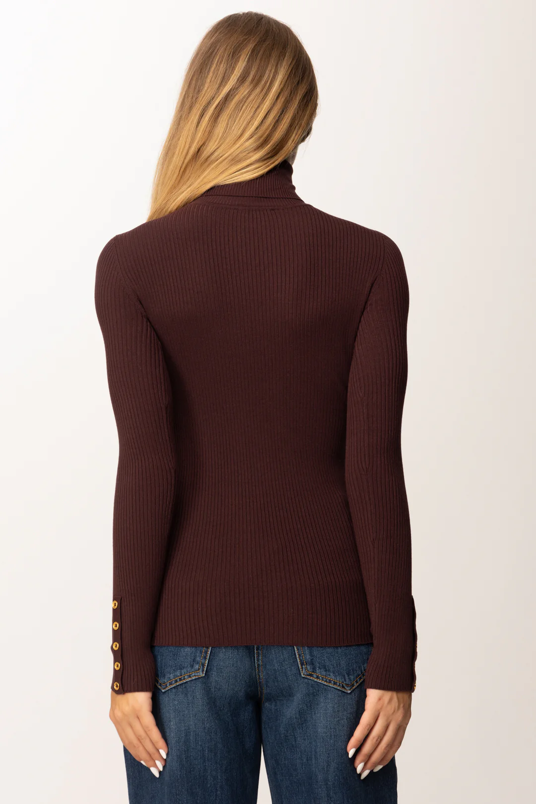 Maglia collo alto in lana MK11B56E2 EA4 ELISABETTA FRANCHI Merlot 