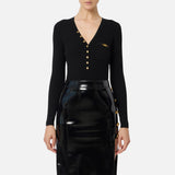 Maglia a costine con taschino MK12B56E2 110 ELISABETTA FRANCHI Nero 