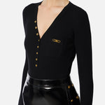 Maglia a costine con taschino MK12B56E2 110 ELISABETTA FRANCHI Nero 