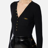 Maglia a costine con taschino MK12B56E2 110 ELISABETTA FRANCHI Nero 