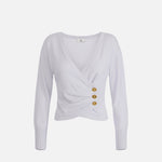 Maglione in misto cashmere con bottoni gioiello MK32S57E2 EA7 ELISABETTA FRANCHI Starlight 
