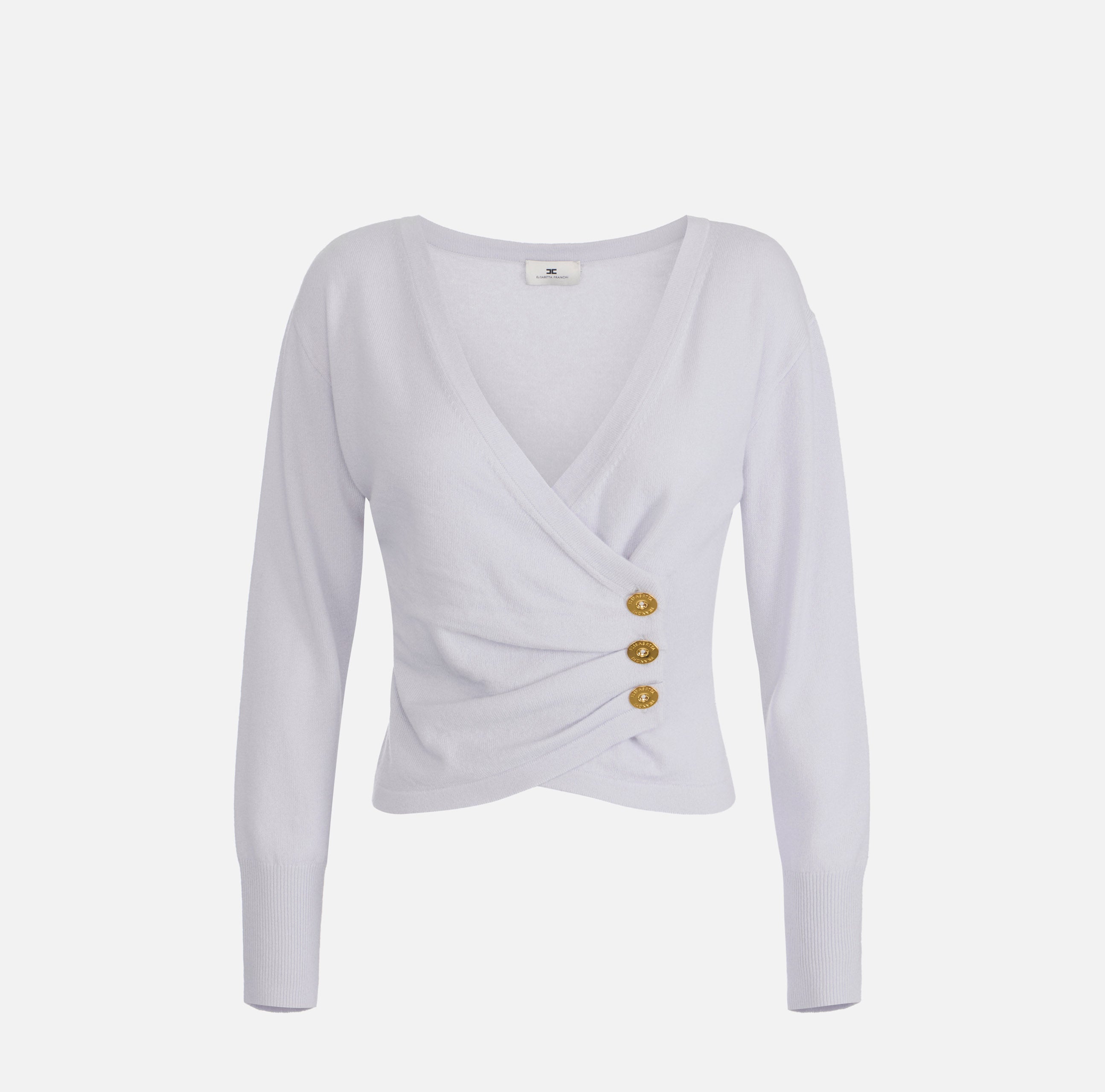 Maglione in misto cashmere con bottoni gioiello MK32S57E2 EA7 ELISABETTA FRANCHI Starlight 