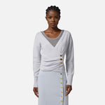 Maglione in misto cashmere con bottoni gioiello MK32S57E2 EA7 ELISABETTA FRANCHI Starlight 