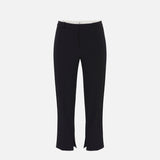 Pantaloni in crêpe leggero con dettagli smoking PA08856E2 110 ELISABETTA FRANCHI Nero 