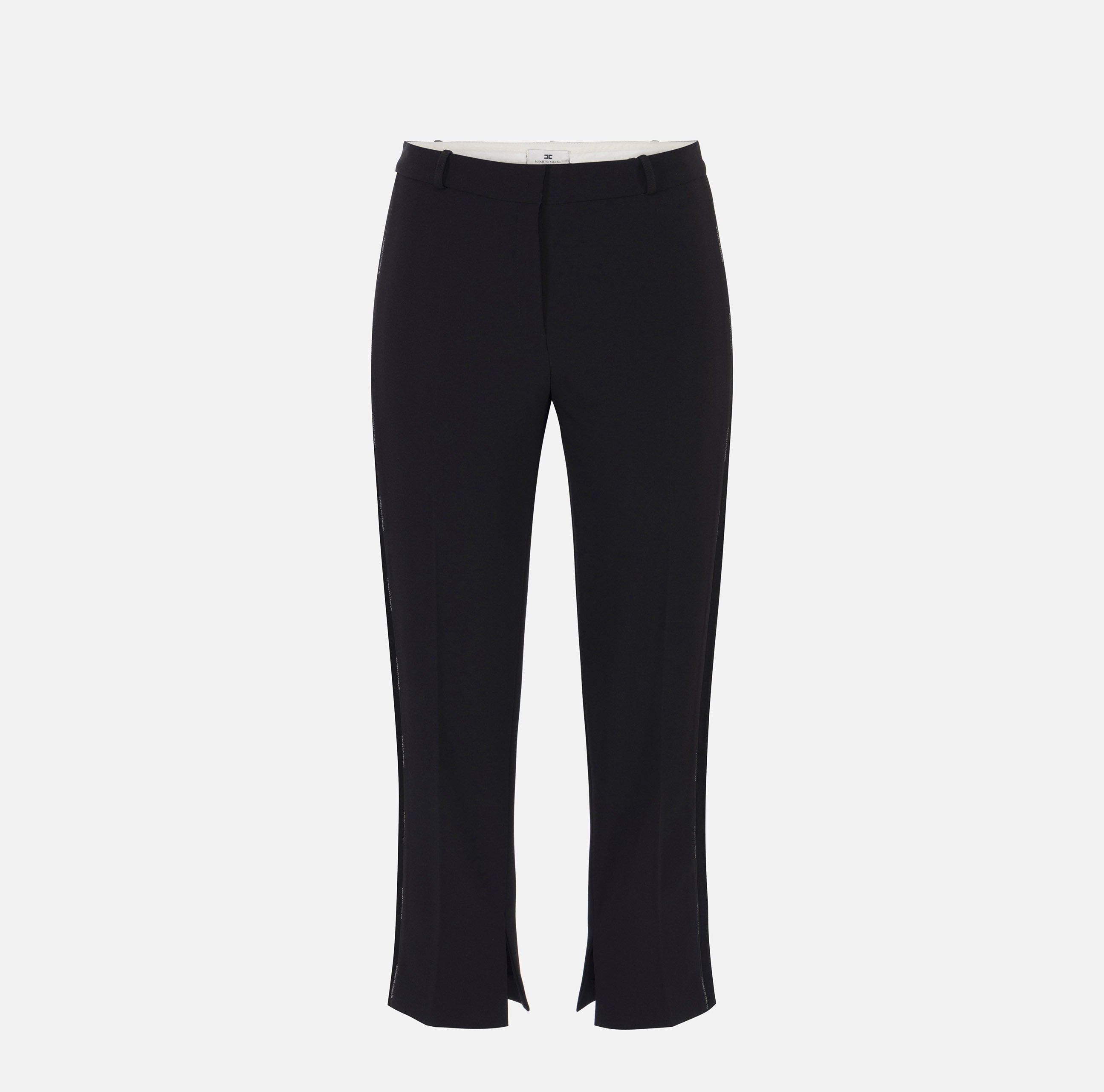 Pantaloni in crêpe leggero con dettagli smoking PA08856E2 110 ELISABETTA FRANCHI Nero 