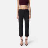 Pantaloni in crêpe leggero con dettagli smoking PA08856E2 110 ELISABETTA FRANCHI Nero 