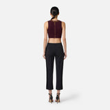 Pantaloni in crêpe leggero con dettagli smoking PA08856E2 110 ELISABETTA FRANCHI Nero 