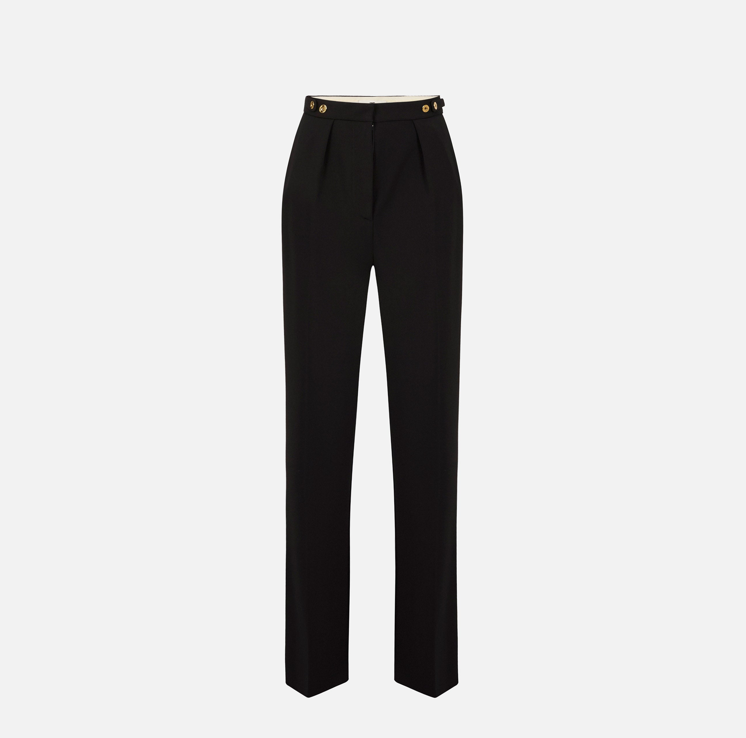 Pantaloni in crêpe con accessorio gioiello PA09956E2 110 ELISABETTA FRANCHI Nero 