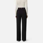 Pantaloni in crêpe con accessorio gioiello PA09956E2 110 ELISABETTA FRANCHI Nero 