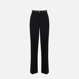 Pantaloni in crêpe leggero con nastro logo PA10356E2 110 ELISABETTA FRANCHI Nero 