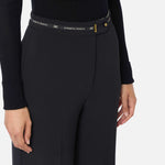 Pantaloni in crêpe leggero con nastro logo PA10356E2 110 ELISABETTA FRANCHI Nero 