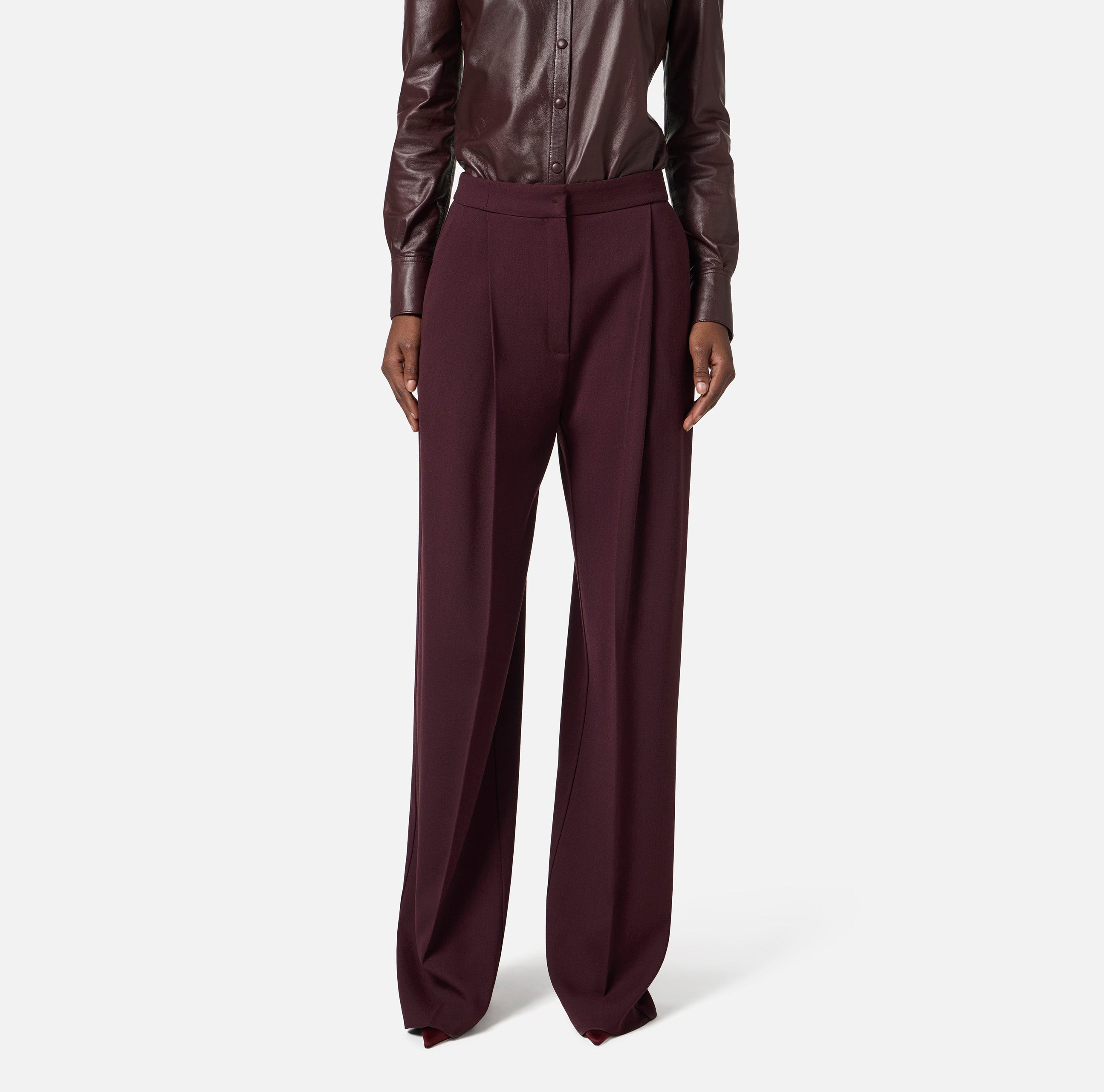 Pantaloni in crêpe con dettagli logo PA12356E2 EA4 ELISABETTA FRANCHI Merlot 
