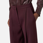 Pantaloni in crêpe con dettagli logo PA12356E2 EA4 ELISABETTA FRANCHI Merlot 