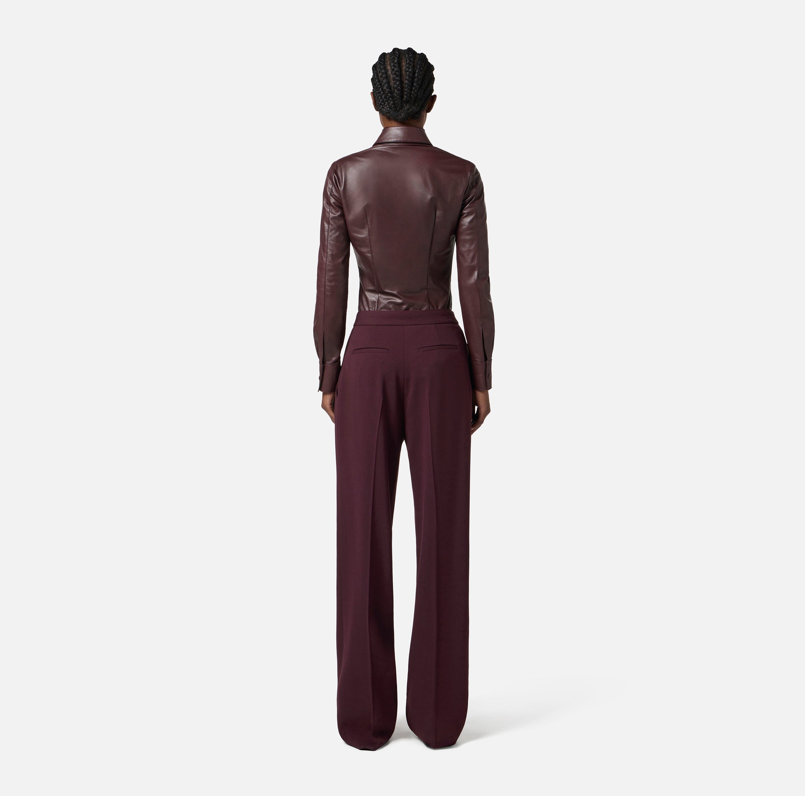 Pantaloni in crêpe con dettagli logo PA12356E2 EA4 ELISABETTA FRANCHI Merlot 