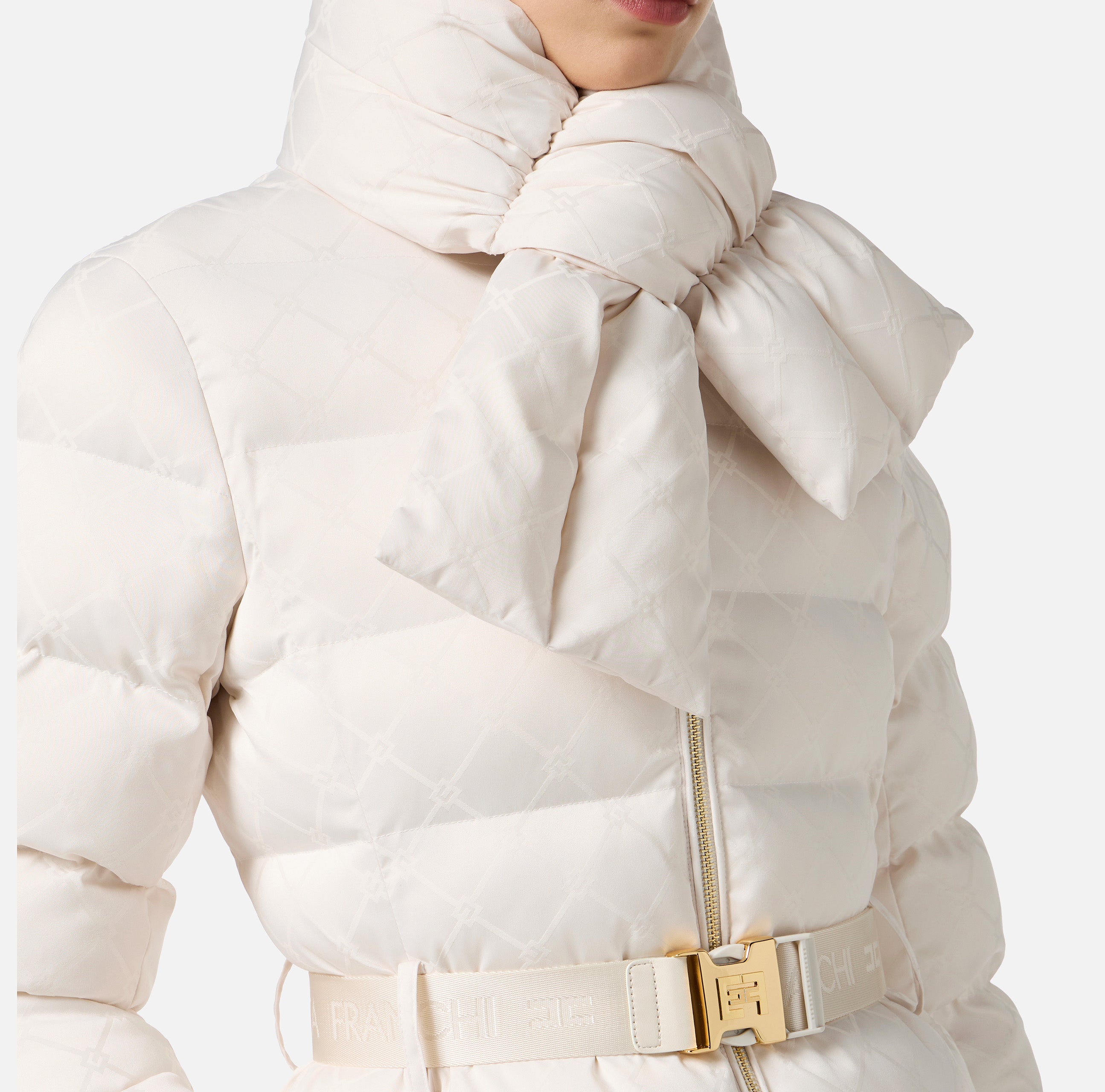 Piumino in tessuto vela jacquard PI84D56E2 DZ9 ELISABETTA FRANCHI Milk 