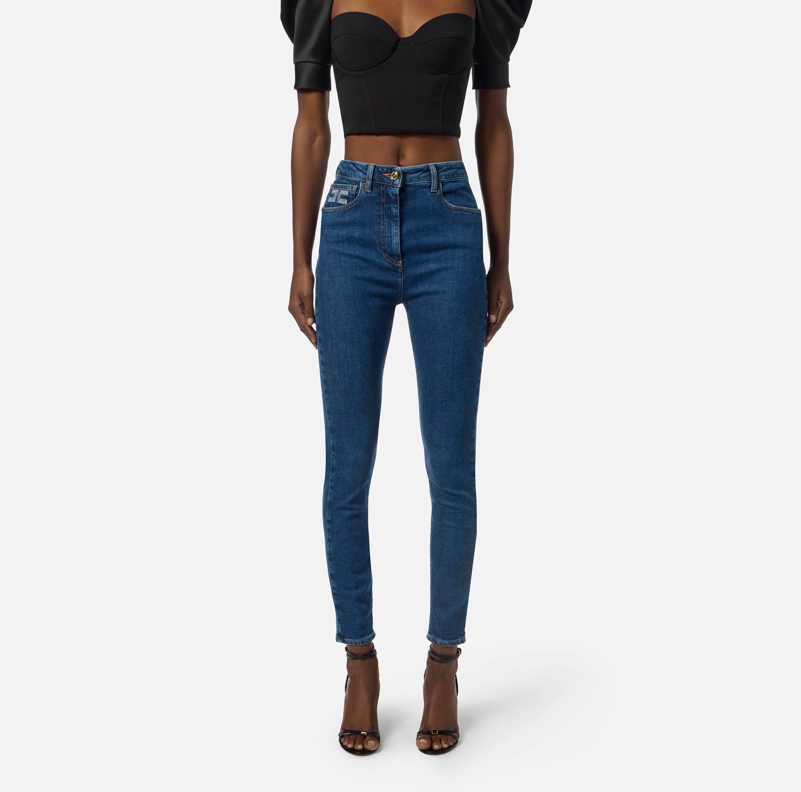 Jeans con logo PJ08I56E2 104 ELISABETTA FRANCHI Blue denim 