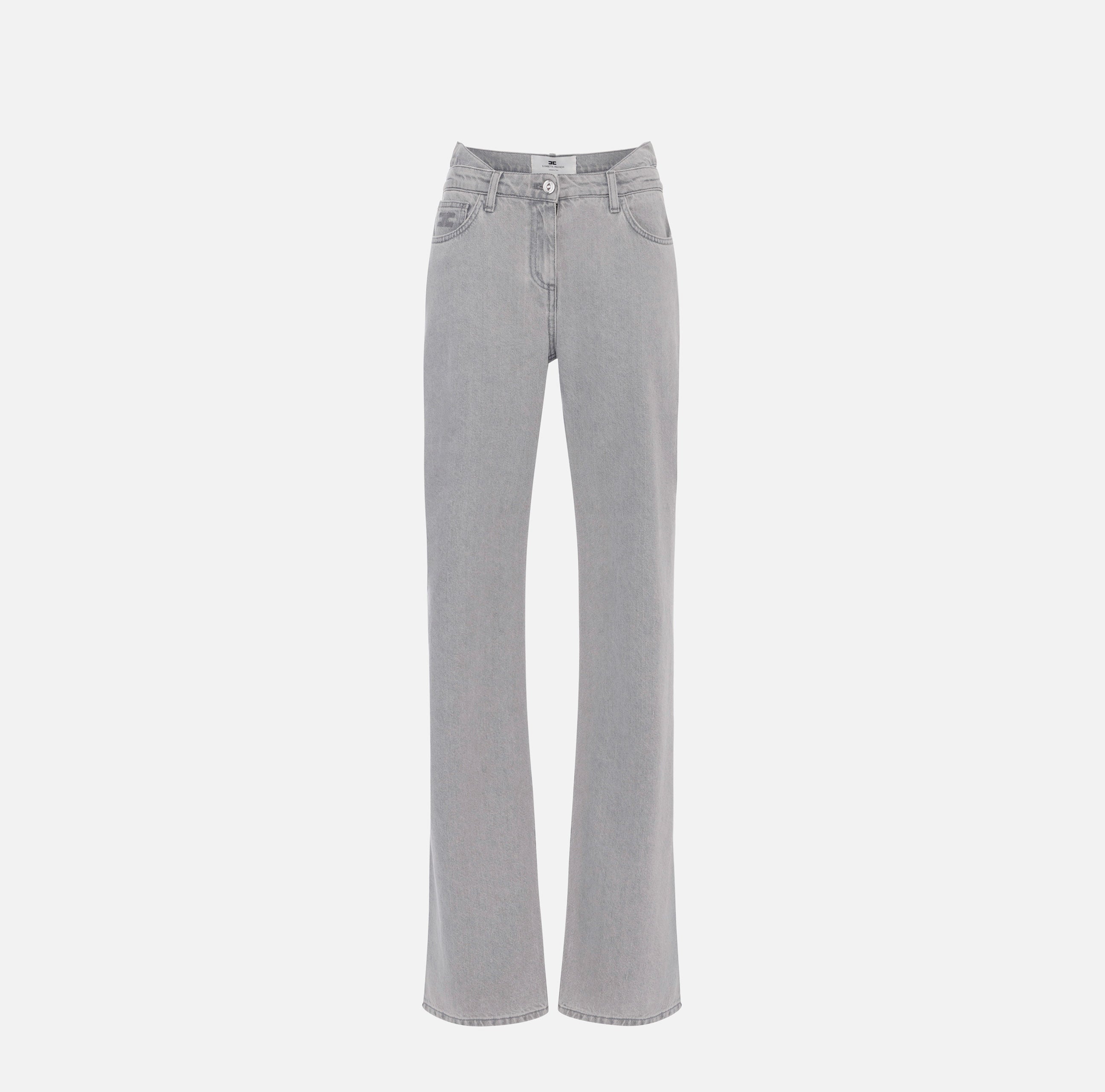 Jeans a vita doppia con logo ricamato PJ11D56E2 382 ELISABETTA FRANCHI Light grey 