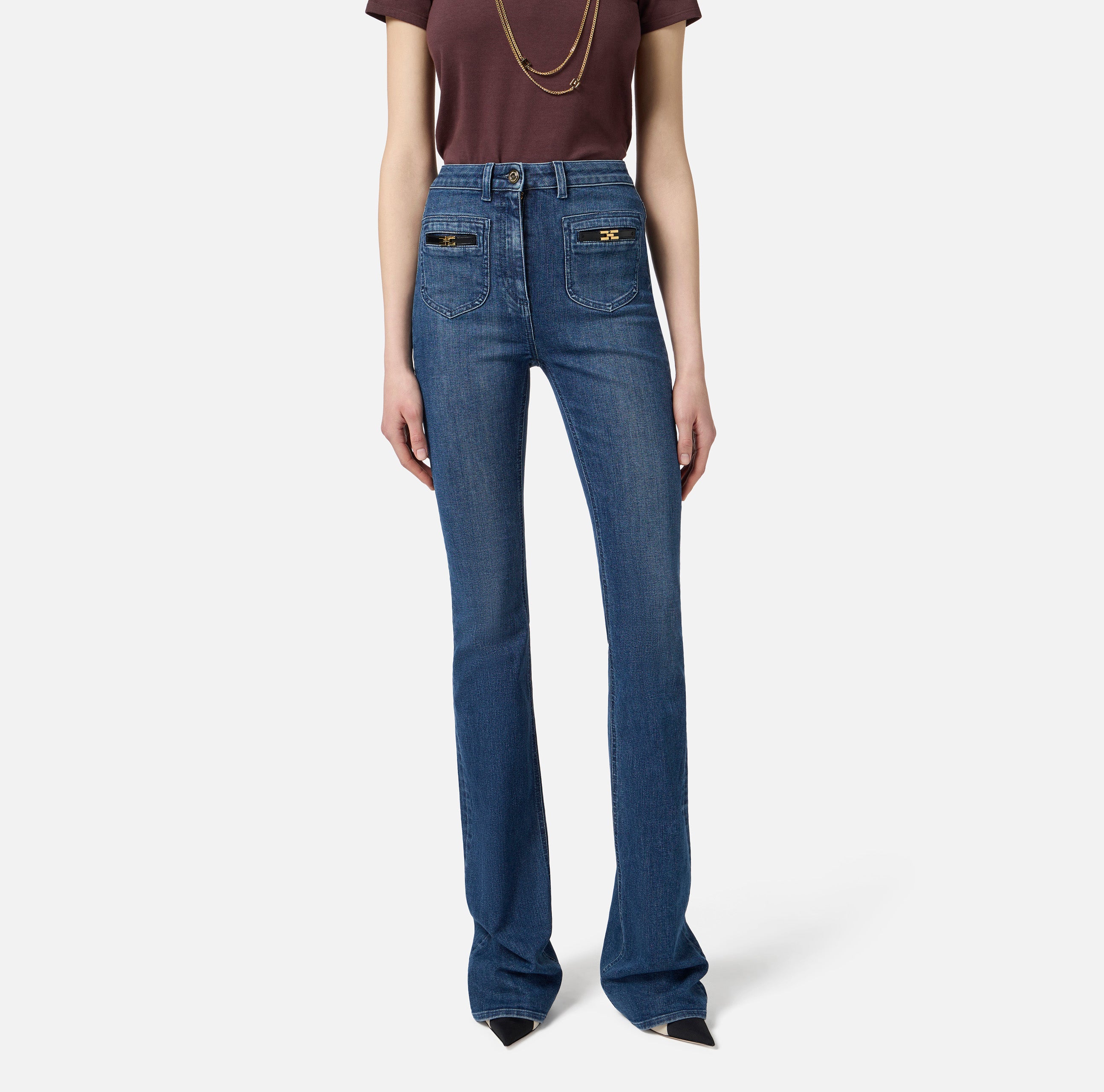 Jeans con logo gioiello PJ12N56E2 104 ELISABETTA FRANCHI Blue denim 